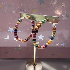Colorful Beaded Hoop Earrings
